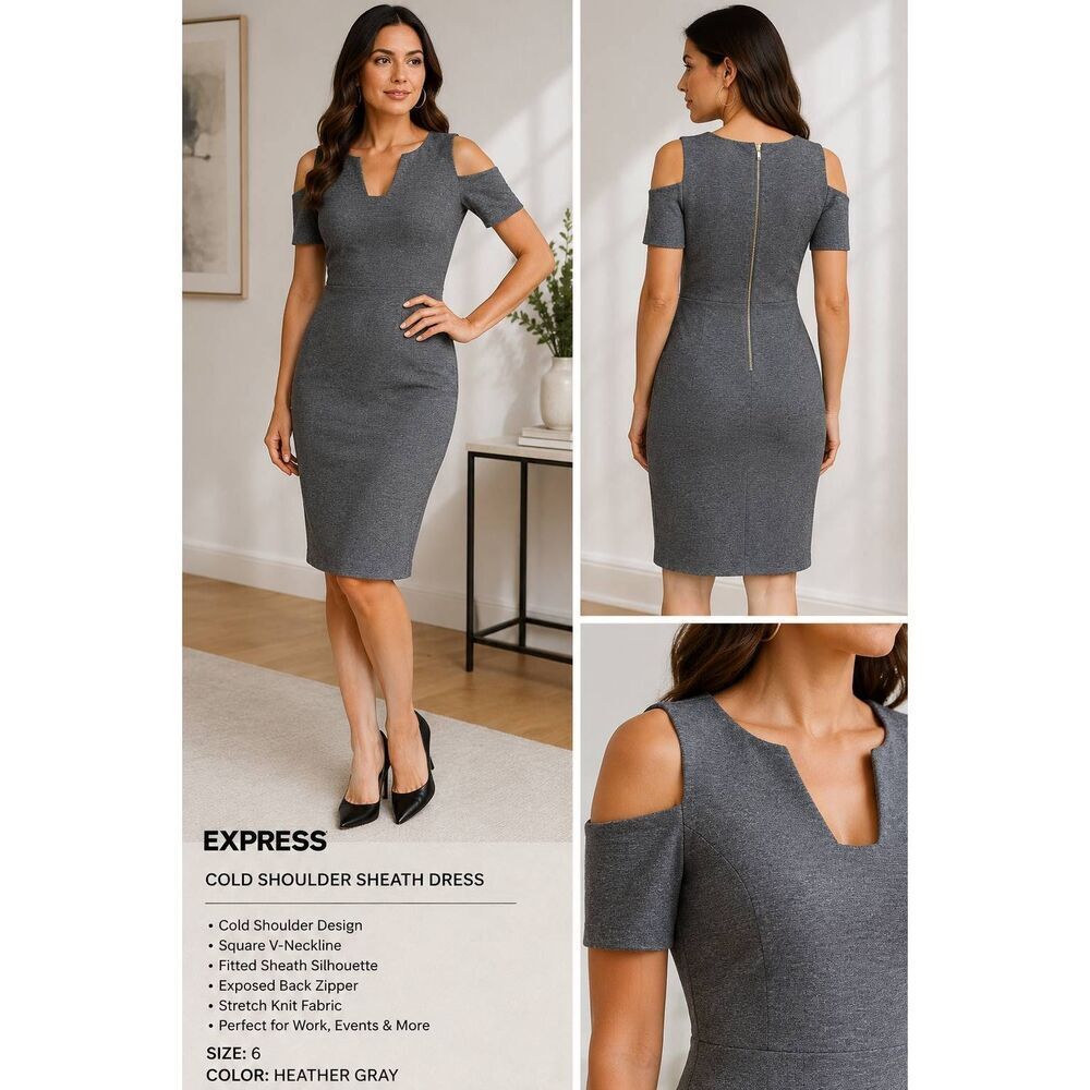 Express Gray Cold Shoulder Sheath Dress Size 6 NWT Career Office Cocktail